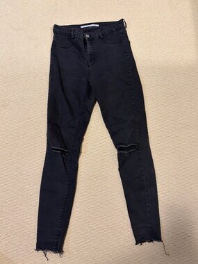Zara Black Skinny Ripped-Knee Jeans